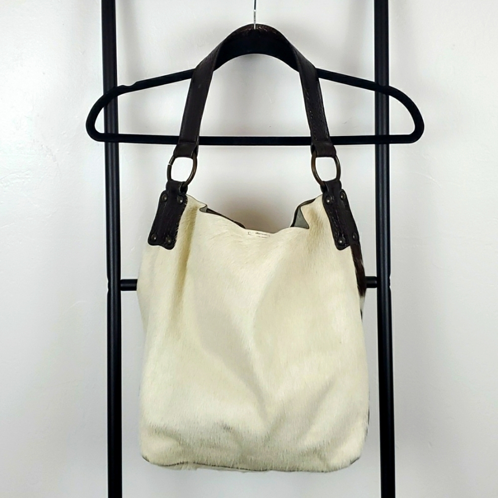 Maurizio Taiuti White and Brown Shoulder Bag